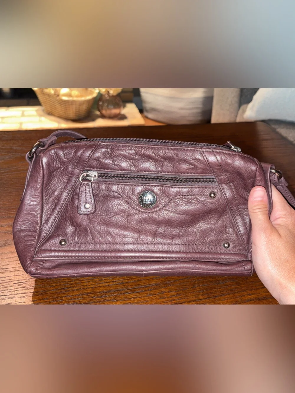 Stone Mountain Accessories Plum Leather Shoulder Bag